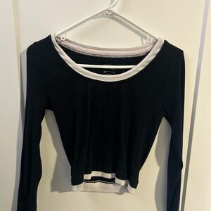 PacSun Black and Cream Long Sleeve Tee